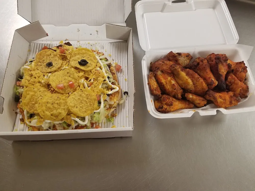 Taco Pizza and Hot Wings